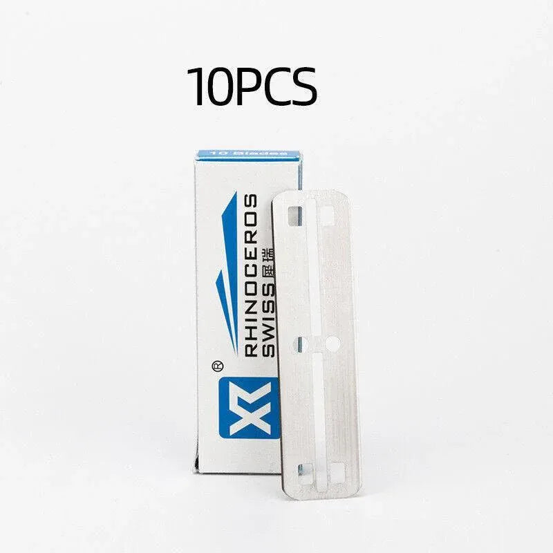 Old Shaver Razor Eyebrow Knife Folding Manual Shaver Holder Home Salon Tool Au - Blue+10PCS Blades