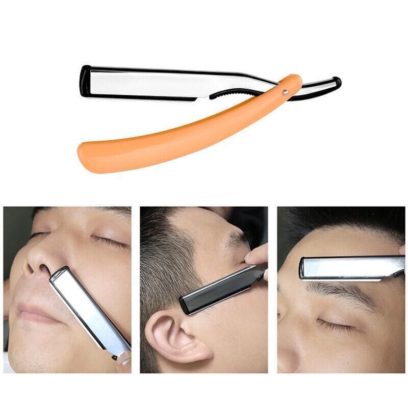 Old Shaver Razor Eyebrow Knife Folding Manual Shaver Holder Home Salon Tool Au - Blue+10PCS Blades