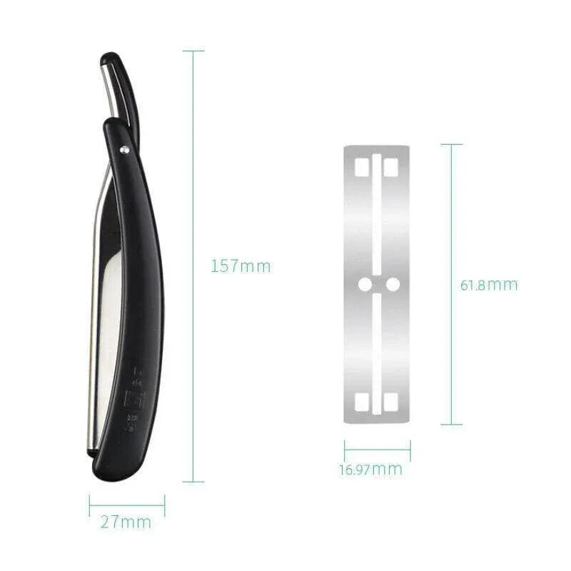 Old Shaver Razor Eyebrow Knife Folding Manual Shaver Holder Home Salon Tool Au - Blue+10PCS Blades