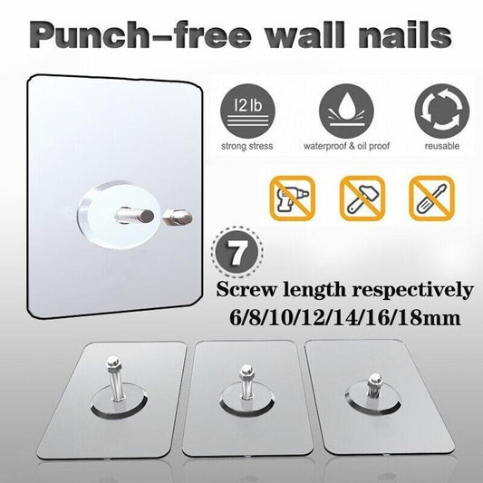 10X Punch-Free Adhesive Wall Hanging Hooks - 18mm