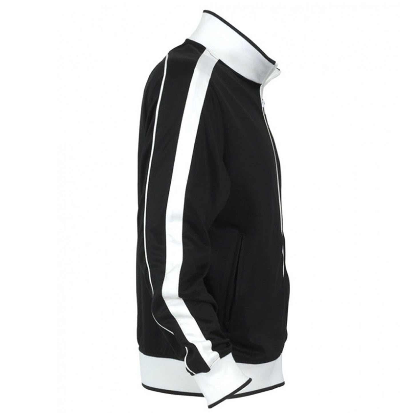 Identitee Mens Varsity Track Jacket Warm Winter Tracksuit Top Zip - Black/White - M