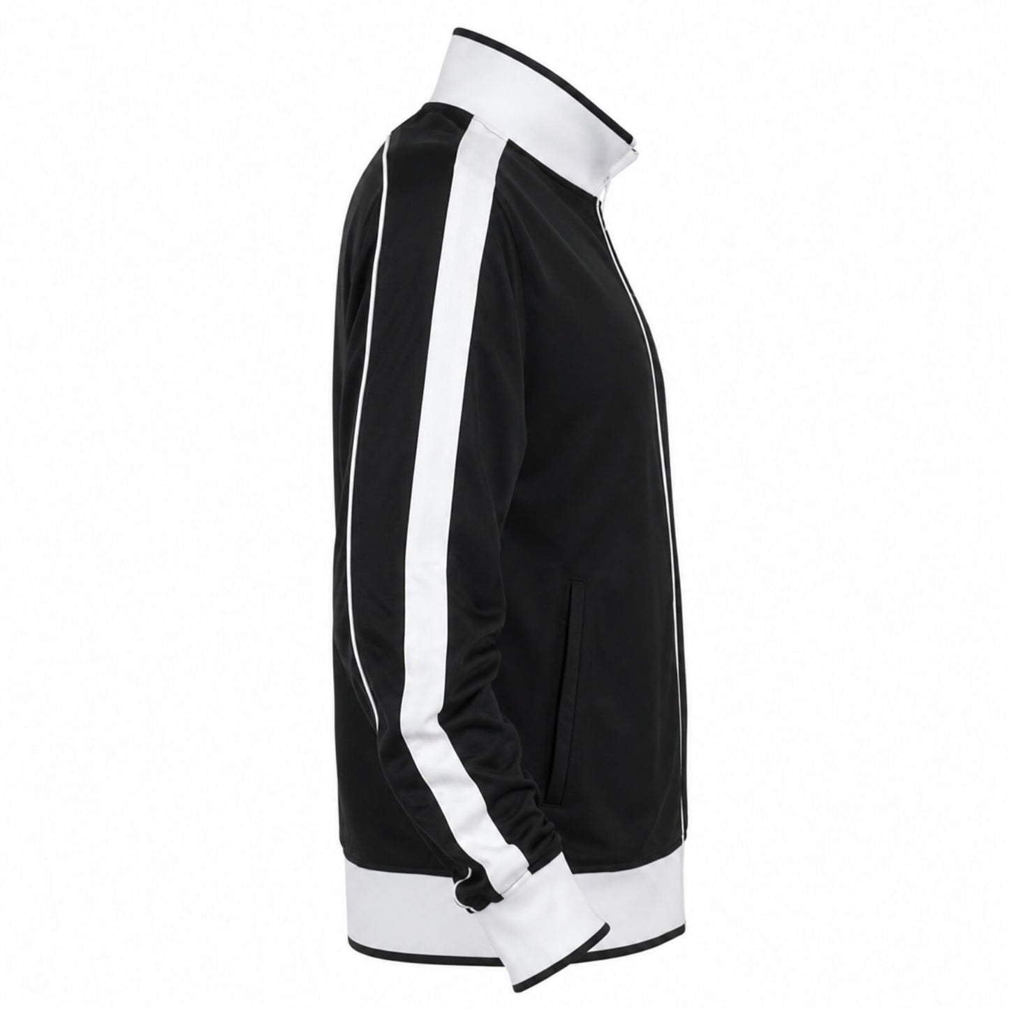Identitee Mens Varsity Track Jacket Warm Winter Tracksuit Top Zip - Black/White - S