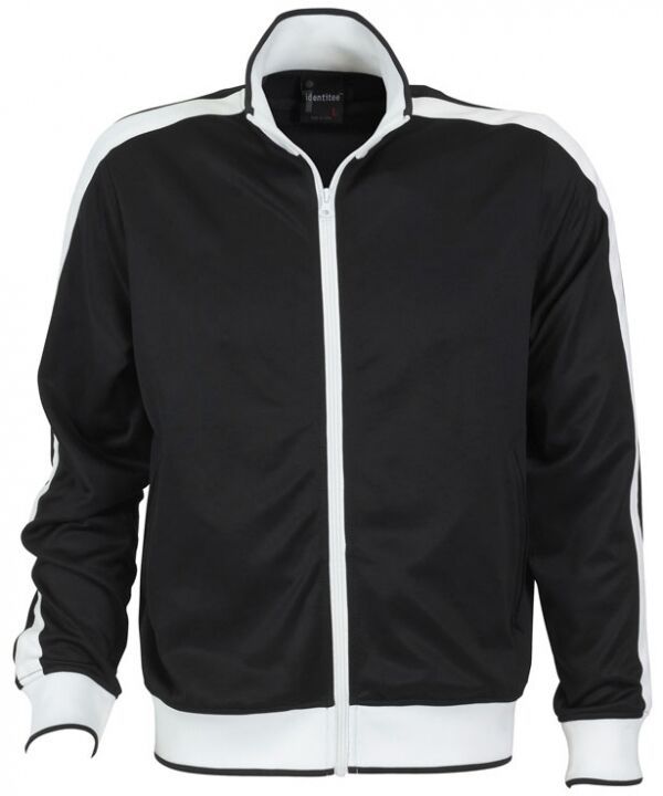 Identitee Mens Varsity Track Jacket Warm Winter Tracksuit Top Zip - Black/White - XL