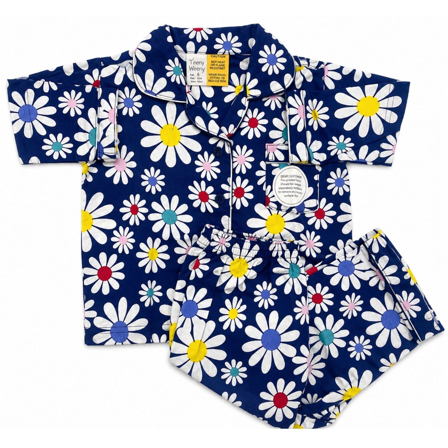 Kids Flannelette Pyjamas 100% Cotton Winter PJ Set - Daisy Brights - 2