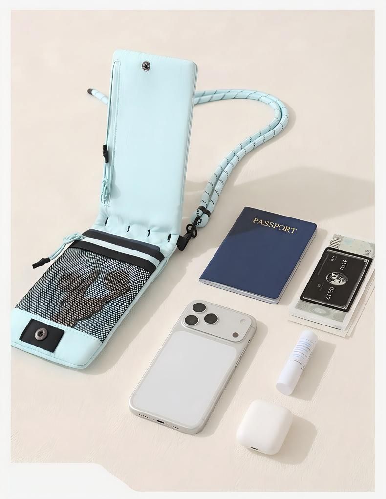 Blue Crossbody Phone Bag - Compact Travel Wallet with Large Capacity Multi Compartment Storage, Wear Resistant Shoulder Pouch for Phone, Coins and Daily Essentials