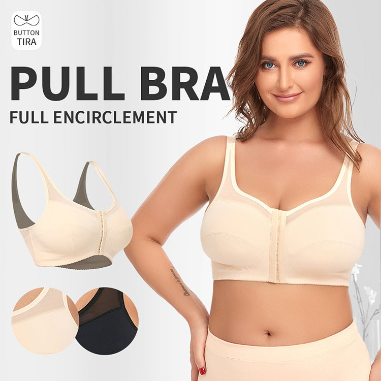 2 Pcs Size 3XL Women's Wireless Large-Cup Lace Bra with Front Clasp - Comfortable, Breathable, Beige