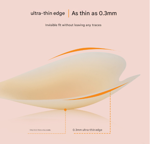 Size L [C/D cup] Two Pairs Light Skin Colour Heart-Shaped Silicone Breast Sticker - Thin Invisible Push-Up for Small Chest Enhancement