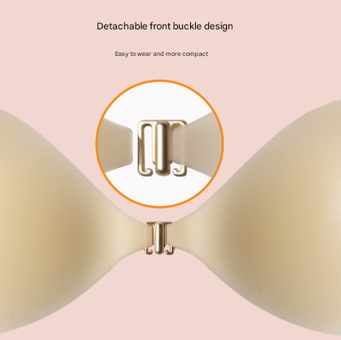 Size S [A cup] Two Pairs Brown Skin Colour Heart-Shaped Silicone Breast Sticker - Thin Invisible Push-Up for Small Chest Enhancement