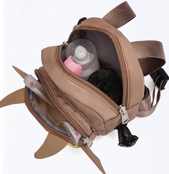 Dark Blue Adorable Monster Pet Backpack Harness - Small Dog & Cat Treat Pouch with Poop Bag Dispenser