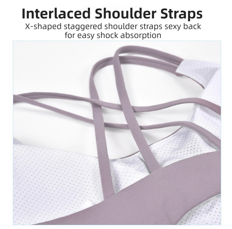 M Size White Elegant Sexy Criss-Cross Back Sports Bra for Women - High Support & Anti-Shock, Wire-Free Yoga Crop Top with X-Shape Fine Strap