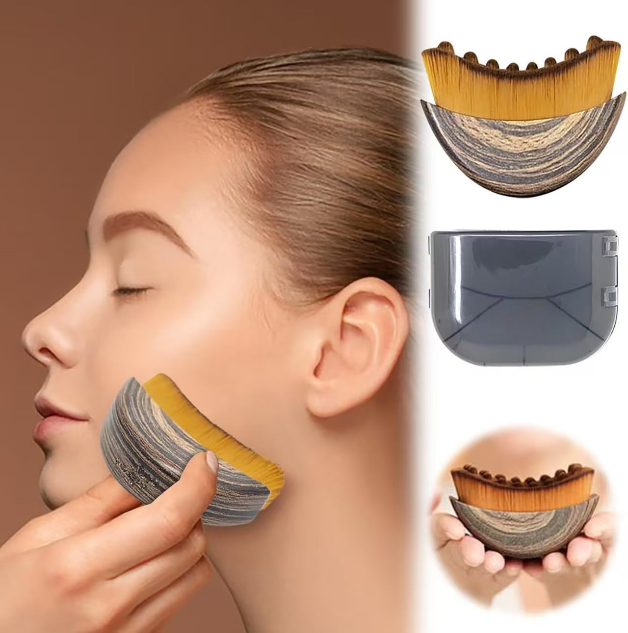 2-PCS Lymphatic Contour Face Brush – Plastic Handle with Nylon Bristles for Facial Massage and Lymphatic Drainage in Australia