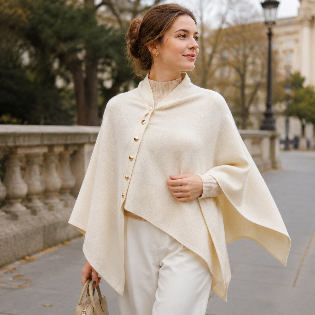 Khaki Women's Winter Shawl Wrap - 140 x 56 cm Polyester Two Way Knitted Cape Scarf, Warm Lightweight Layer for Everyday Outfits, Work and Travel