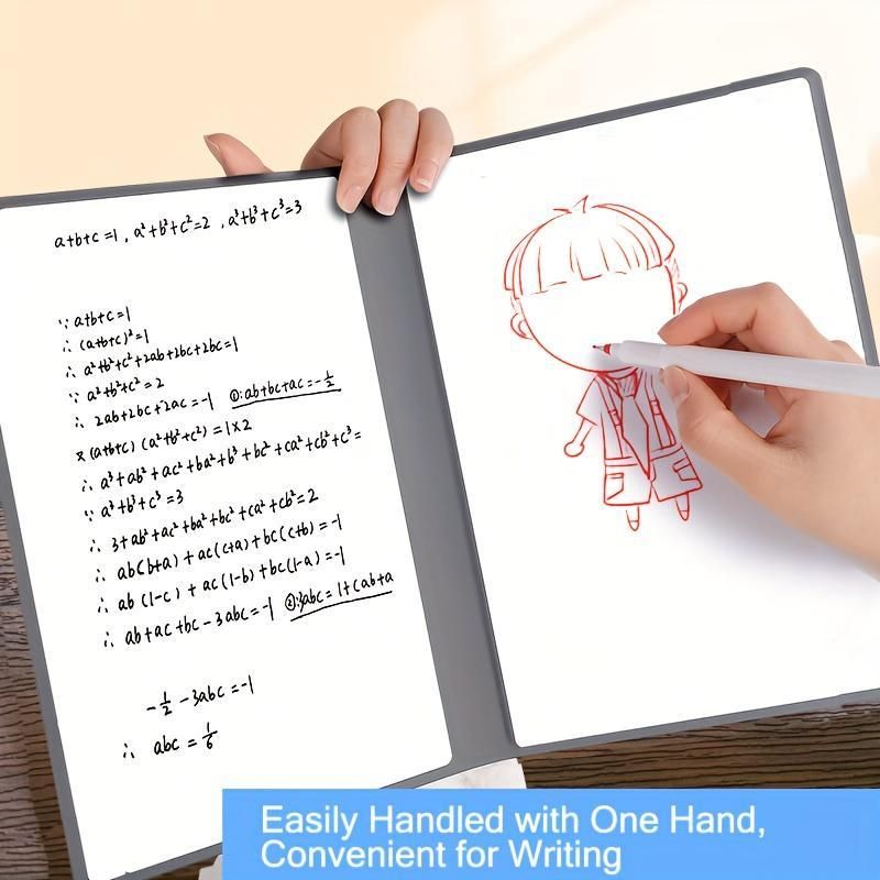 Pink A4 PU Leather Whiteboard Notebook with 3-Color Pens, Eraser & Cloth - Reusable Eco-Friendly Desktop Memo Pad & Handheld Writing Tablet