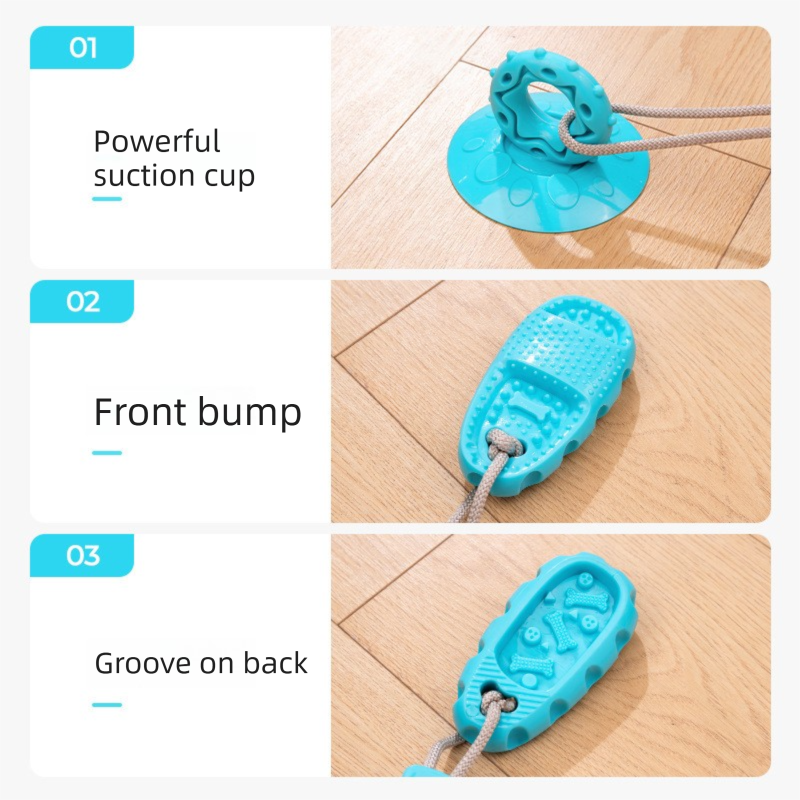 3-Piece Set (Blue, Purple, Green) Slipper-Shaped Dog Toys — Suction Cup Design: Durable, Chew-Resistant Teething Toys — Promotes Mental Stimulation, Independent Play, and Energy Expenditure — Pet Dog Teething Toys
