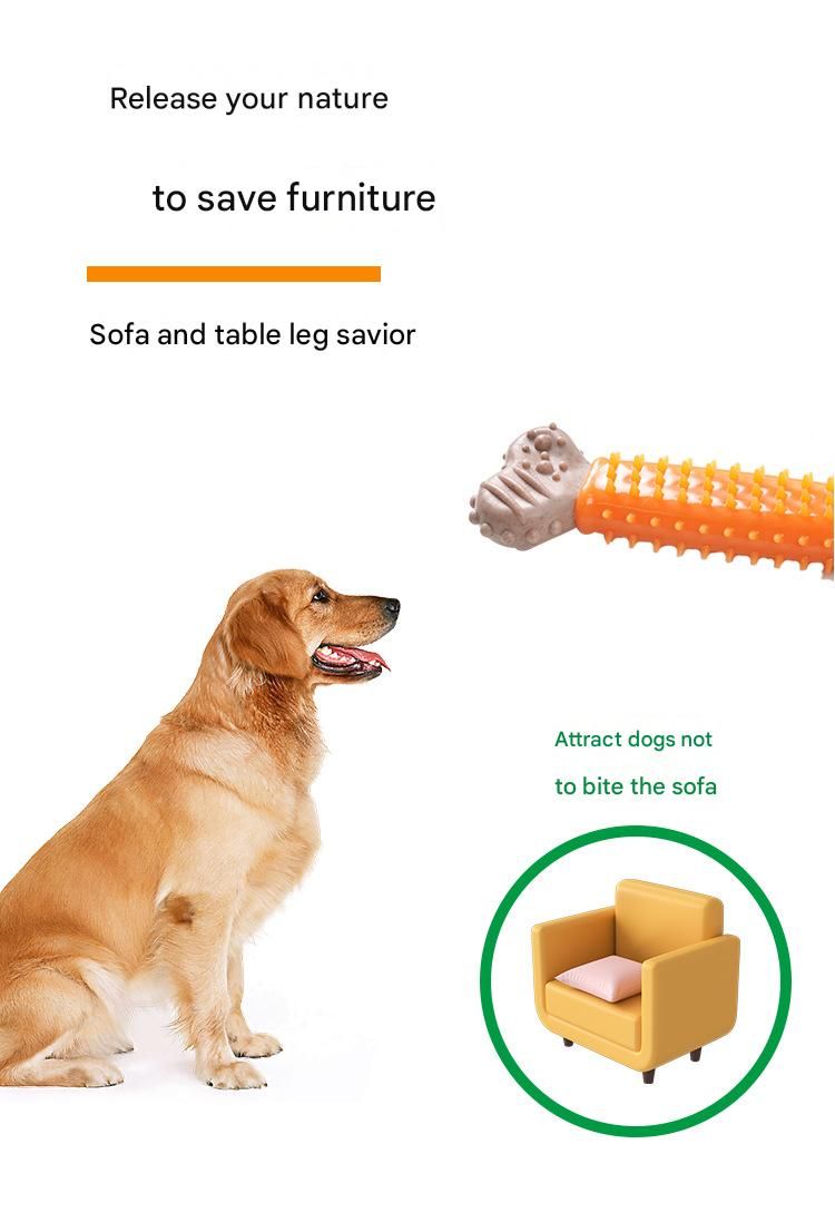 Orange Diagonal stripes Durable Dog Chew Toy - TPR Plastic Composite Bone for Small to Medium Dogs - Teeth Cleaning, Boredom Buster, Non-Toxic & Bite-Resistant Design for Puppies and Adult Dogs