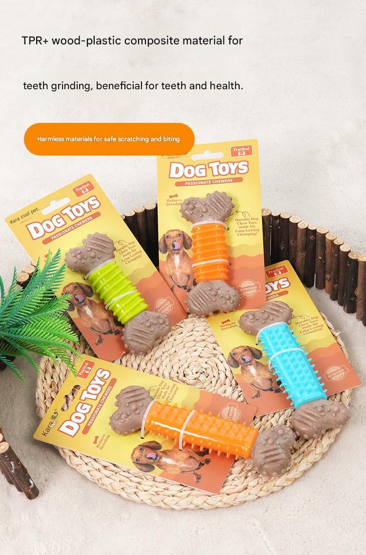 4-piece Polka Dot Pattern and Diagonal stripes Durable Dog Chew Toy - TPR Plastic Composite Bone for Small to Medium Dogs - Teeth Cleaning, Boredom Buster, Non-Toxic & Bite-Resistant Design for Puppies and Adult Dogs