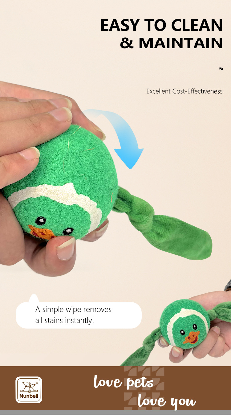 3-Piece Set High Elastic Pet Tennis Toy - Chew-Resistant Dog Ball with Plush Animal Designs for Interactive Play, Teeth Grinding & Dental Cleaning, Synthetic Fiber & Rubber, 80g Lightweight, Ideal for Small to Large Dogs-Designs: Duck and  Owl and  Pengui