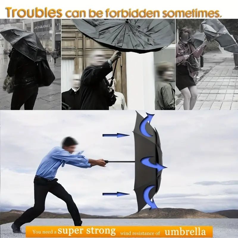 Navy Blue Compact 3-Fold Automatic Golf Umbrella (Dia 42 Inch) + Waterproof Thermal Half Shoe Covers (L Size) with Anti Slip Elastic Strap– Windproof & Stainproof Full Body Rain Protection Kit for Golf, Cycling and Outdoor Activities
