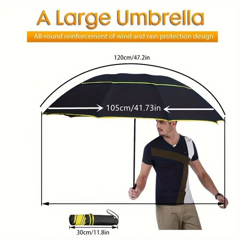 Wine Red Compact 3-Fold Automatic Golf Umbrella (Dia 42 Inch) + Waterproof Thermal Half Shoe Covers (L Size) with Anti Slip Elastic Strap– Windproof & Stainproof Full Body Rain Protection Kit for Golf, Cycling and Outdoor Activities