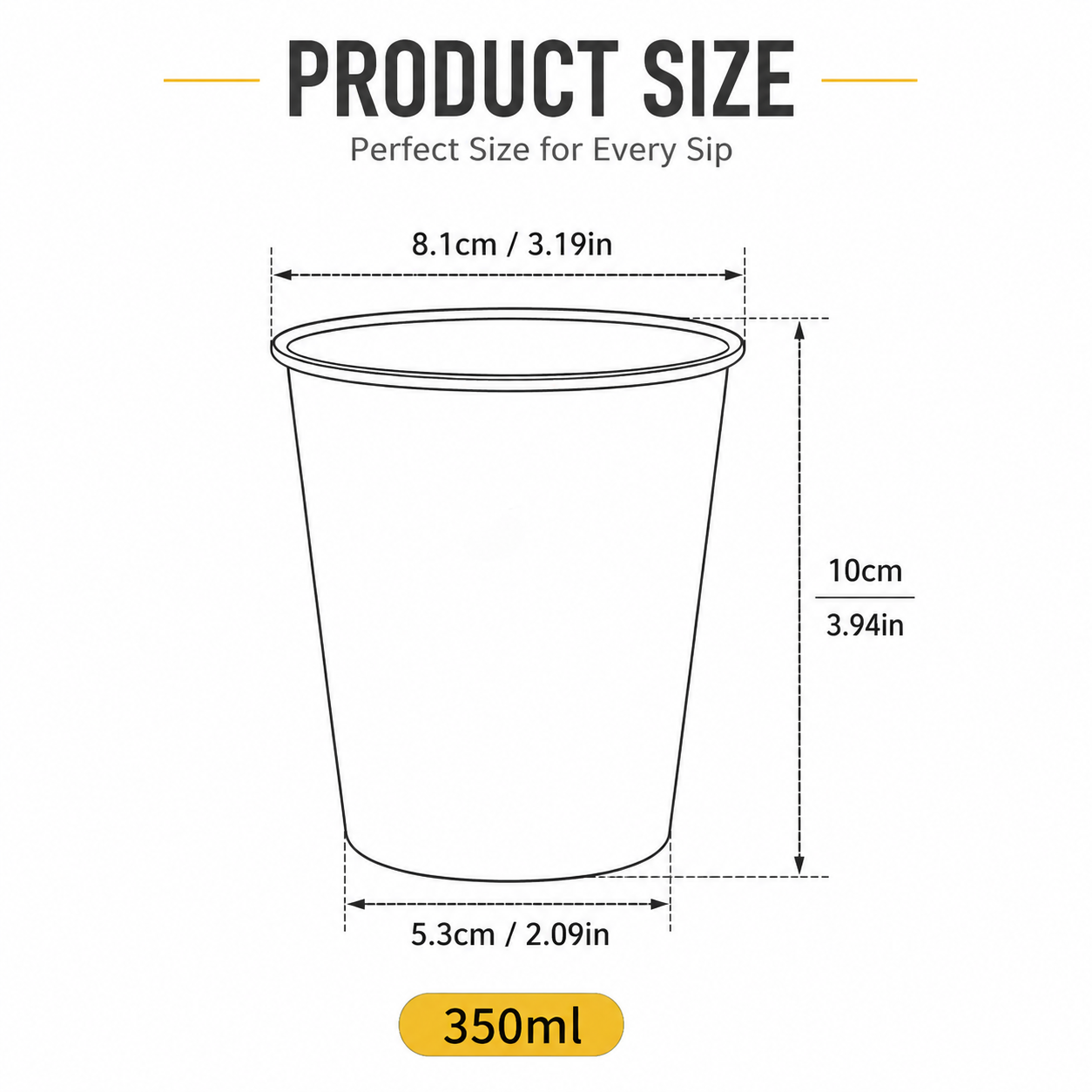 Yellow 304 Stainless Steel Camping Coffee Cup  with Leather Sleeve – 350ml Portable Outdoor Drinking Cup, Beer Cup, Travel Mug for Camping, Hiking, Picnic and Daily Coffee