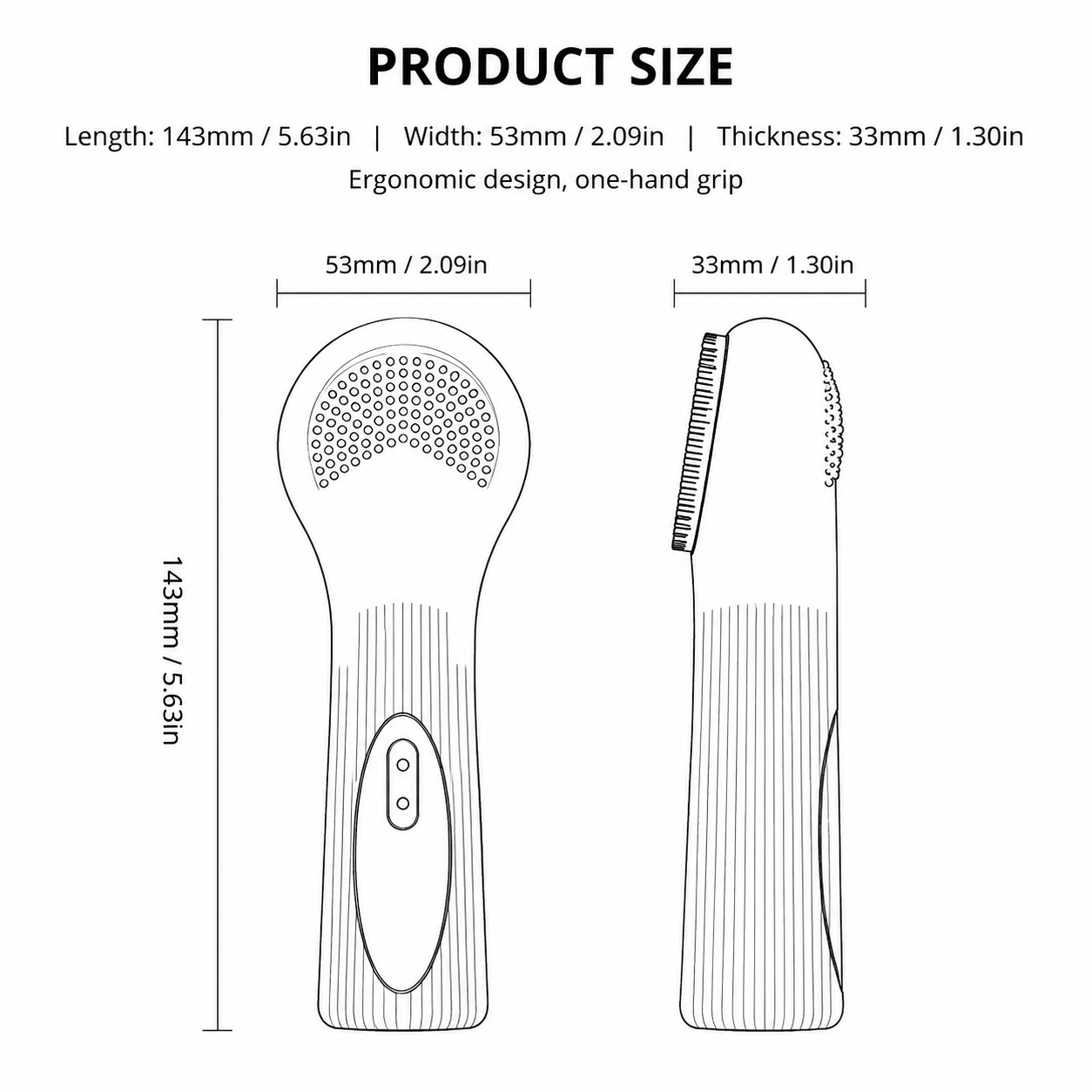 Beige Heated Silicone Facial Cleansing Brush - Dual Sided, Rechargeable, 3 Vibration Levels, Magnetic Charging for Daily Skincare, Bathroom and Travel