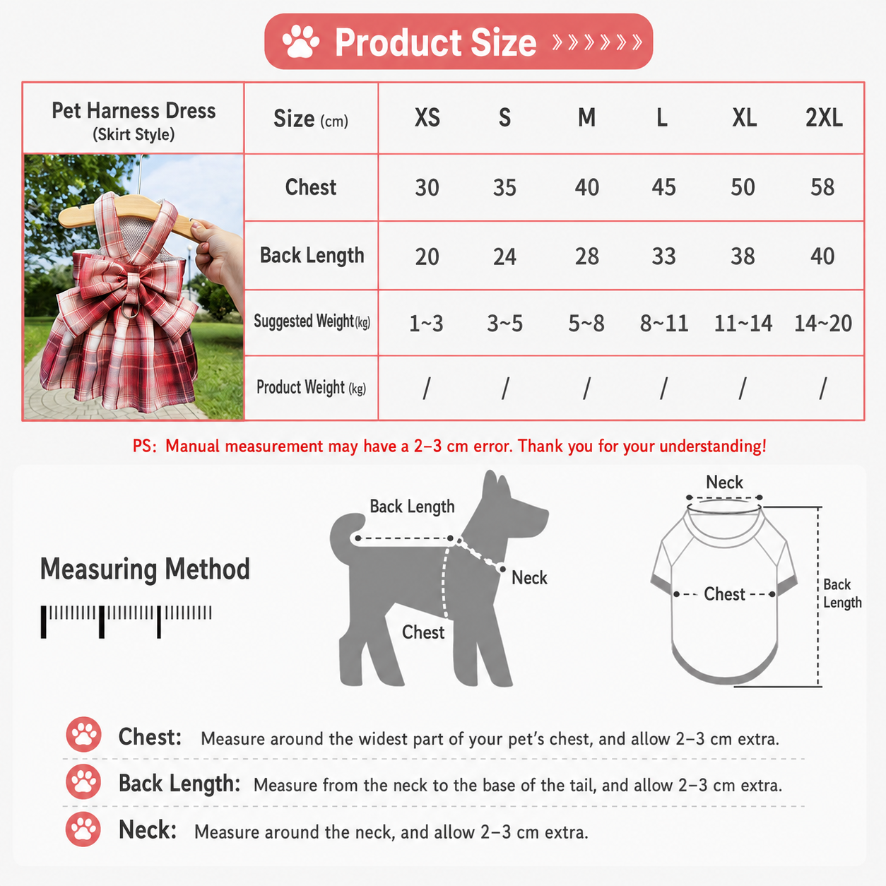 Blue Plaid Pet Harness Dress with Leash for Small Dogs and Cats XS Size Bow Design Vest Outfit Walking Accessory