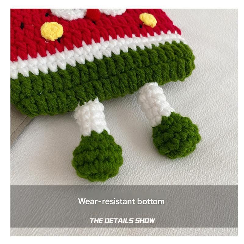 Watermelon Knitted Crossbody Bag - Handmade Crochet Mini Purse with Adjustable Strap, Cute Cartoon Fruit Design, Lightweight 110g, Phone and Essentials Organizer for Women and Girls