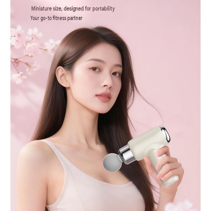 Blue Mini Massage Gun with 9 Heads - 6 Speed Percussion Massager, Portable Muscle Relaxation Device, USB Rechargeable Handheld Deep Tissue Vibrator for Gym Travel Office
