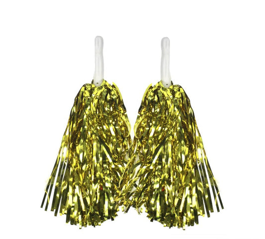 4 Sets/8pcs Metallic Team Girls' Cheerleading Dance Party Dress Pom Poms Pompoms - Gold